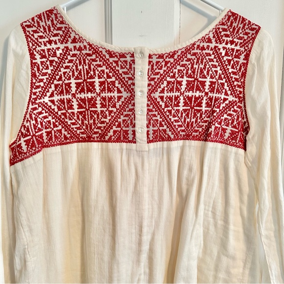 Ba&sh Women Size XS/ 0 Boho Hippie CrossStitch Embroidered Blouse White & Red - Picture 5 of 5